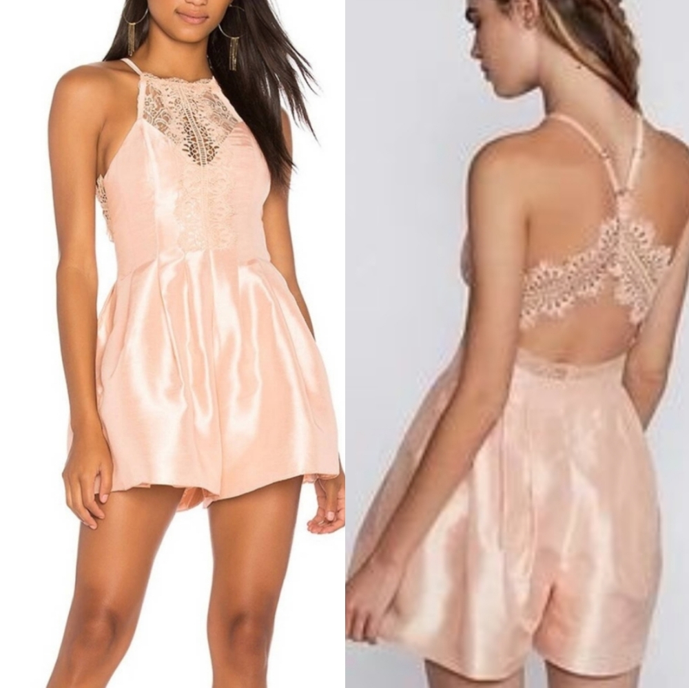 NWT Free People peach/rose gold heart to heart romper size 2